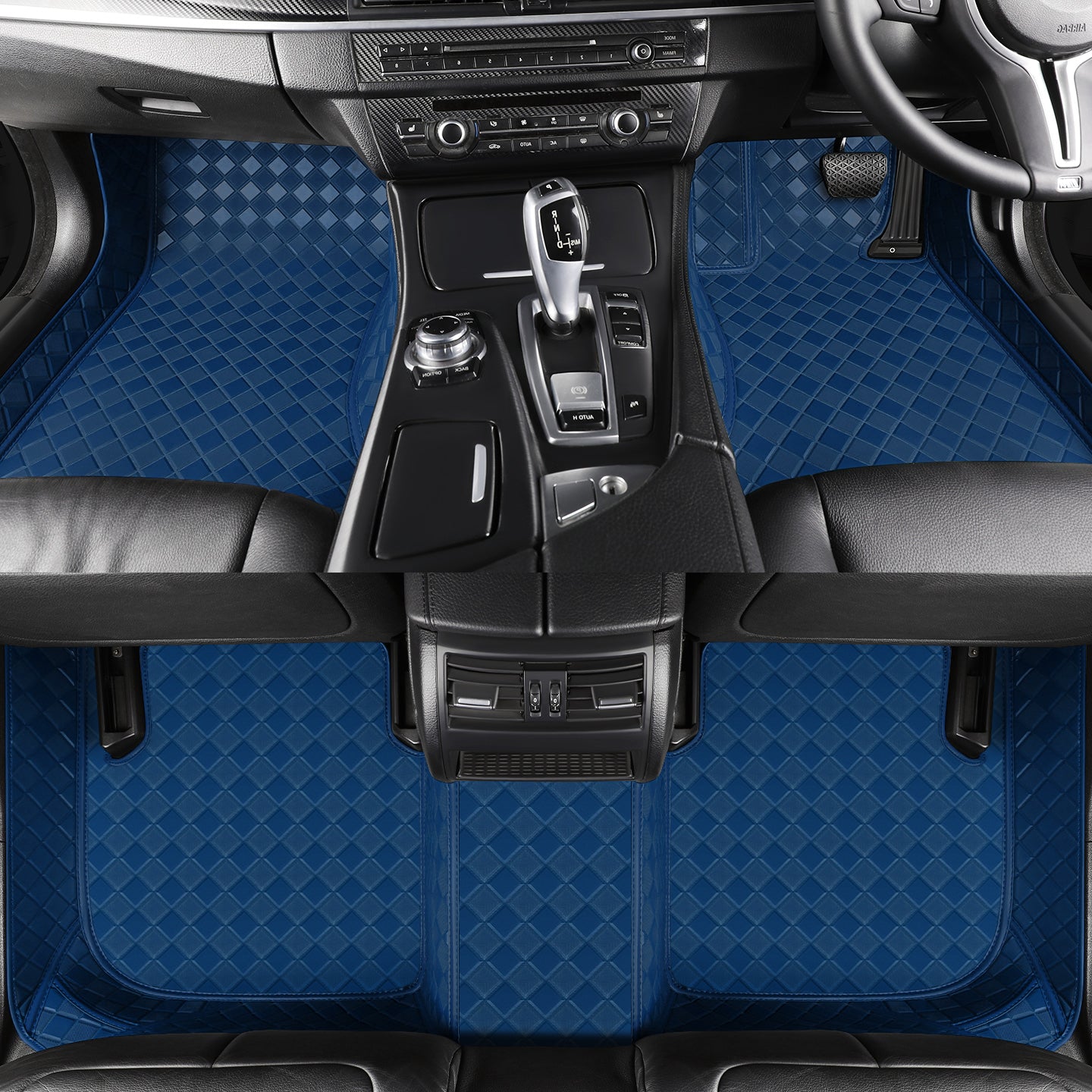 CarMatWorld Custom Car Floor Mats 3x3 Diamond Waterproof Floor Mats Front Row ONLY / Navy Blue