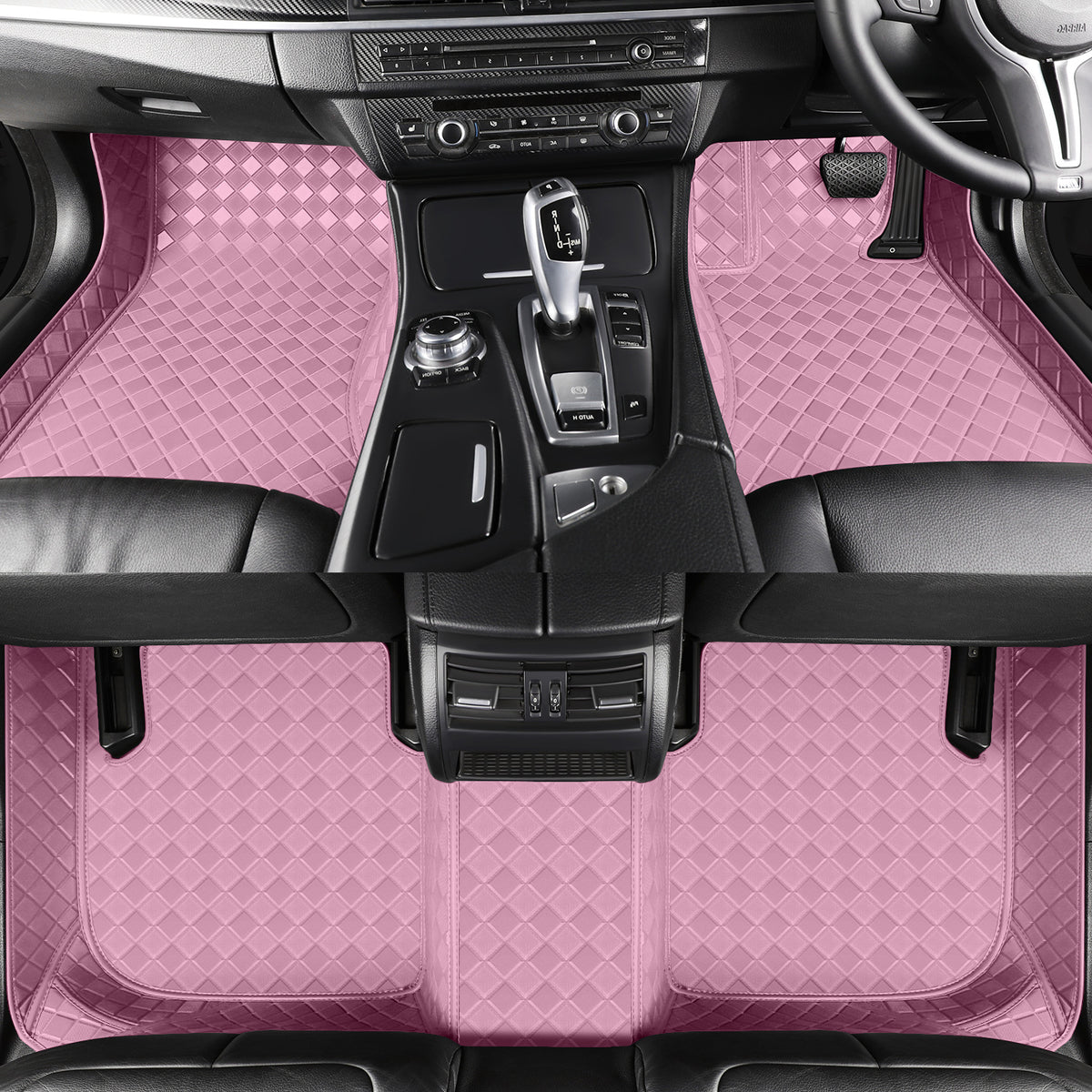 CarMatWorld Custom Car Floor Mats 3x3 Diamond Waterproof Floor Mats Front Row ONLY / Pink