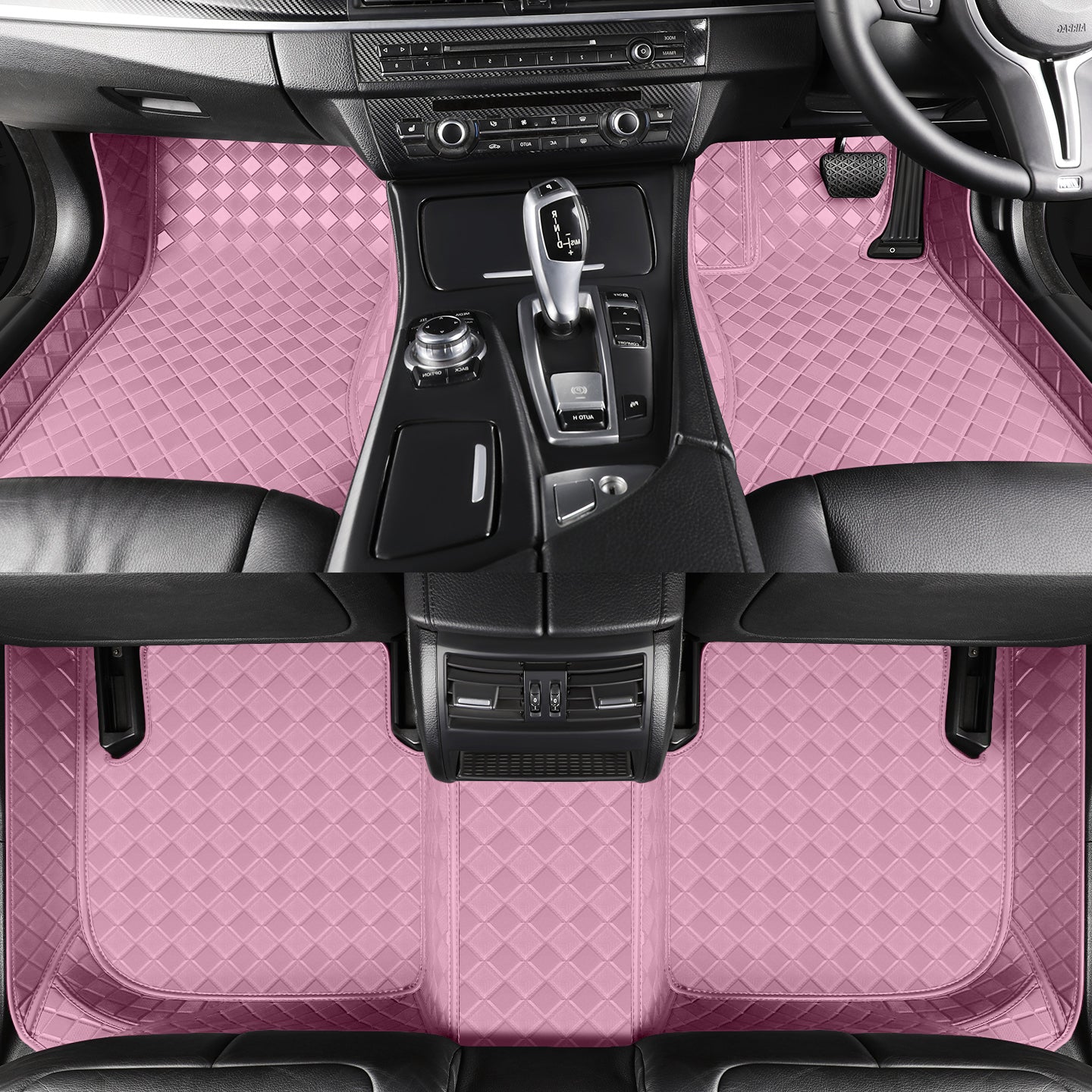 CarMatWorld Custom Car Floor Mats 3x3 Diamond Waterproof Floor Mats Front Row ONLY / Pink