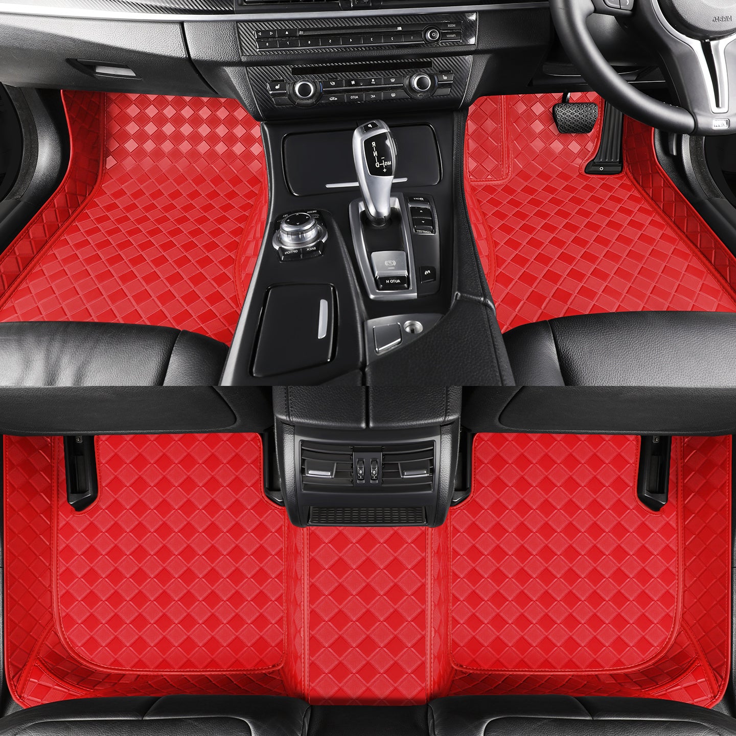 CarMatWorld Custom Car Floor Mats 3x3 Diamond Waterproof Floor Mats Front Row ONLY / Red