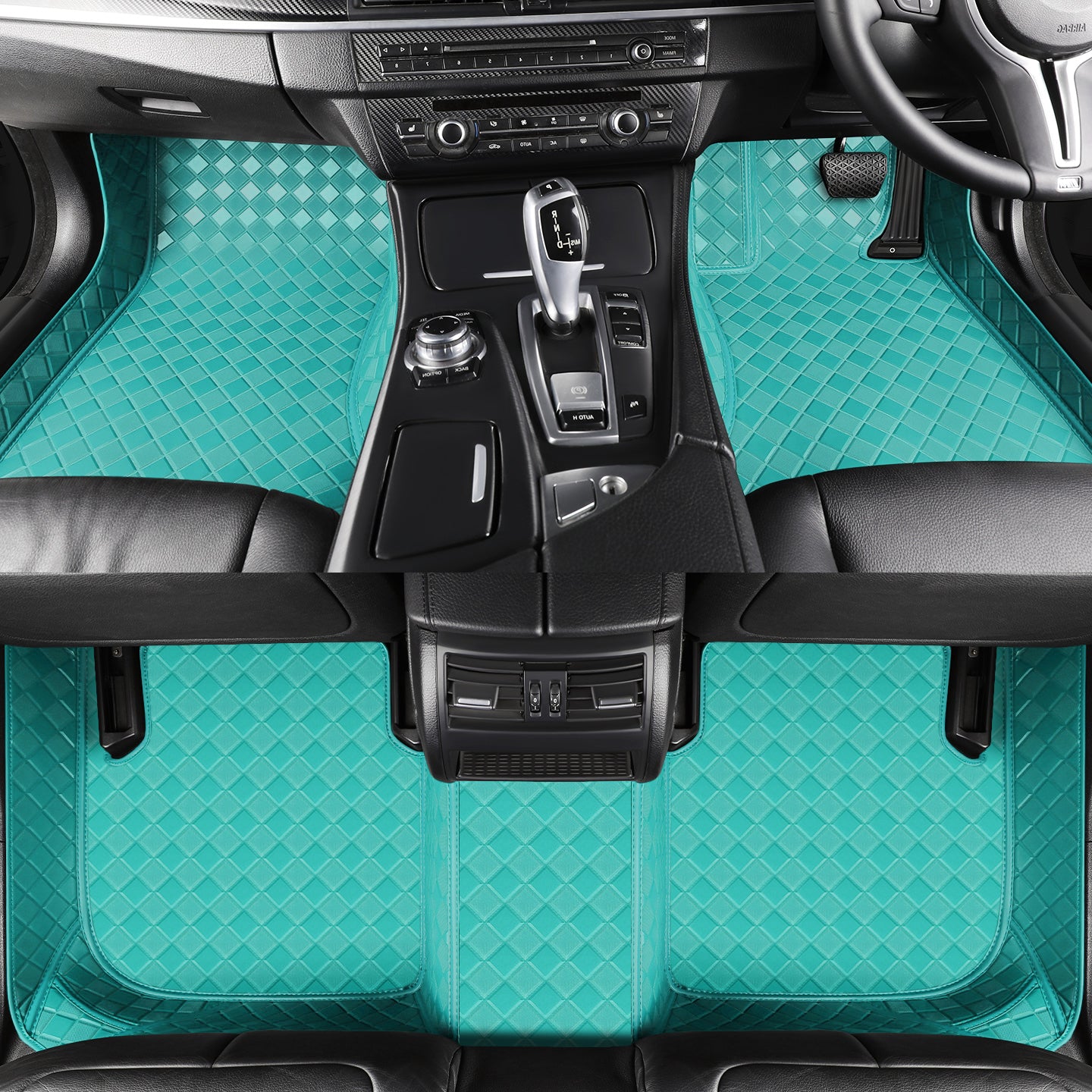 CarMatWorld Custom Car Floor Mats 3x3 Diamond Waterproof Floor Mats Front Row ONLY / Tiffany Blue